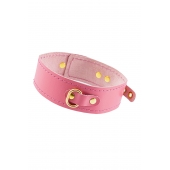 Розовый кожаный однослойный ошейник с прошивкой - Pecado - купить с доставкой в Подольске