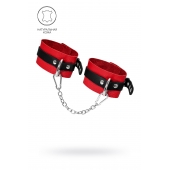 Красно-черные мягкие оковы с одним ремешком и люверсами - Pecado - купить с доставкой в Подольске