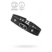 Черный чокер-ошейник со связанными кольцами на подложке - Pecado - купить с доставкой в Подольске