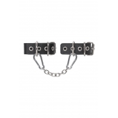 Черные кожаные наручники-браслеты из одного ремешка с люверсами - Pecado - купить с доставкой в Подольске