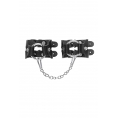 Черные кожаные наручники-браслеты из двух ремешков - Pecado - купить с доставкой в Подольске