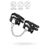 Черные кожаные наручники-браслеты из двух ремешков - Pecado - купить с доставкой в Подольске