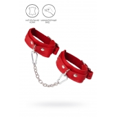 Красные кожаные узкие оковы со скруглёнными углами - Pecado - купить с доставкой в Подольске