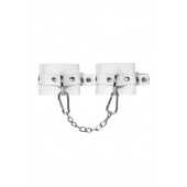 Белые мягкие кожаные наручники с люверсами - Pecado - купить с доставкой в Подольске