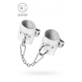 Белые мягкие кожаные наручники с люверсами - Pecado - купить с доставкой в Подольске