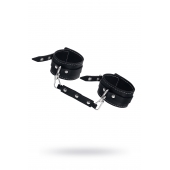 Черные двухслойные кожаные оковы с белой строчкой - Pecado - купить с доставкой в Подольске