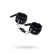 Черные двухслойные наручники с белой строчкой - Pecado - купить с доставкой в Подольске