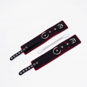 Черно-красные оковы с красной строчкой Sex - Crazy Handmade - купить с доставкой в Подольске