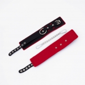 Черно-красные оковы с красной строчкой Sex - Crazy Handmade - купить с доставкой в Подольске