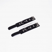 Черные кожаные наручники с регулируемыми ремешками - Crazy Handmade - купить с доставкой в Подольске