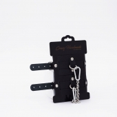 Черные кожаные оковы с хромированной фурнитурой - Crazy Handmade - купить с доставкой в Подольске