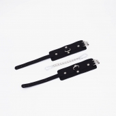 Черные кожаные оковы с хромированной фурнитурой - Crazy Handmade - купить с доставкой в Подольске