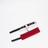 Бело-красные кожаные наручники - Crazy Handmade - купить с доставкой в Подольске