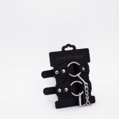 Черные кожаные оковы с кольцом - Crazy Handmade - купить с доставкой в Подольске