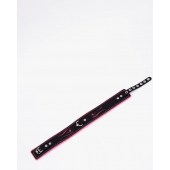 Черно-розовый кожаный ошейник с розовой строчкой - Crazy Handmade - купить с доставкой в Подольске