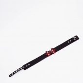 Черный ошейник с красным декором и строчкой - Crazy Handmade - купить с доставкой в Подольске