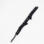 Черный однослойный кожаный ошейник с имитацией воротничка - Crazy Handmade - купить с доставкой в Подольске