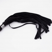 Черный кожаный флоггер со стальной ручкой - 45 см. - Crazy Handmade - купить с доставкой в Подольске