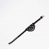 Черный фигурный кожаный ошейник с золотистой фурнитурой - Crazy Handmade - купить с доставкой в Подольске