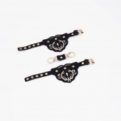 Черные наручники с золотистой фурнитурой - Crazy Handmade - купить с доставкой в Подольске