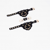 Черные наручники с золотистой фурнитурой - Crazy Handmade - купить с доставкой в Подольске