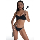 Стек с черным кожаным наконечником в виде сердца и металлической ручкой - 67 см. - Crazy Handmade - купить с доставкой в Подольске