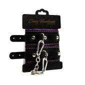Черно-фиолетовые скругленные наручники с мягкой подкладкой - Crazy Handmade - купить с доставкой в Подольске