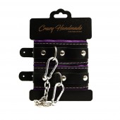 Черно-фиолетовые скругленные наручники с мягкой подкладкой - Crazy Handmade - купить с доставкой в Подольске