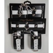 Набор фиксаторов из черной и белой натуральной кожи - Crazy Handmade - купить с доставкой в Подольске