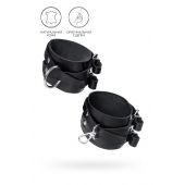 Черные кожаные оковы с двумя перекрёстными ремешками - Pecado - купить с доставкой в Подольске