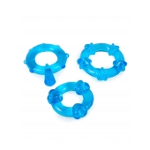 Набор из 3 синих эрекционных колец с различным рельефом - Erowoman-Eroman - в Подольске купить с доставкой