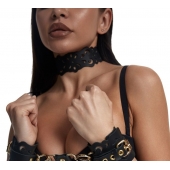 Черный ажурный чокер с золотистой фурнитурой - Crazy Handmade - купить с доставкой в Подольске