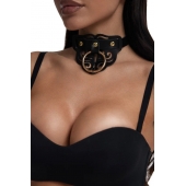 Черный чокер с клепками и золотистой фурнитурой - Crazy Handmade - купить с доставкой в Подольске