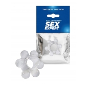 Прозрачное эрекционное кольцо с 6 стимулирующими шариками - Sex Expert - в Подольске купить с доставкой