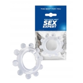 Прозрачное эрекционное кольцо со стимулирующими шариками - Sex Expert - в Подольске купить с доставкой