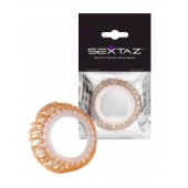 Эрекционное кольцо с бежевыми «ресничками» - Sextaz - в Подольске купить с доставкой