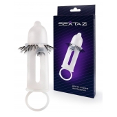 Эластичная насадка на пенис с подхватом мошонки и стимулирующими «ресничками» - Sextaz - в Подольске купить с доставкой