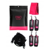 Черно-розовый эротический набор: фиксатор, оковы, наручники, повязка - Erokay - купить с доставкой в Подольске