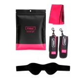 Черно-розовый эротический набор: маска, наручники и повязка - Erokay - купить с доставкой в Подольске