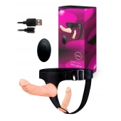 Женский страпон с 2 насадками, вибрацией и пультом ДУ - Erowoman-Eroman - купить с доставкой в Подольске