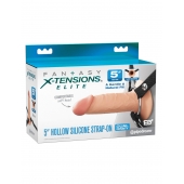 Телесный пустотелый фаллопротез 5’’ Hollow Silicone Strap-On - 14 см. - Pipedream - купить с доставкой в Подольске