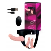 Женский страпон с 3 насадками и вибрацией - Erowoman-Eroman - купить с доставкой в Подольске