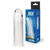 Прозрачная закрытая насадка на пенис с ребрышками - 16 см. - Sex Expert - в Подольске купить с доставкой