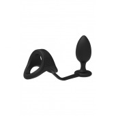 Черное эрекционное кольцо с анальной пробкой Cockstrap With Anal Plug - Dream Toys - в Подольске купить с доставкой