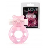 Розовое эрекционное виброкольцо в форме мишки - 1137 - в Подольске купить с доставкой