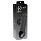 Черная вибронасадка для пениса с хомутом для мошонки и пультом ДУ Remote Controlled Penis Extension - Orion - в Подольске купить с доставкой