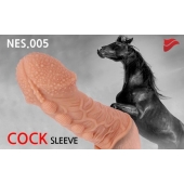 Насадка на фаллос с пузыриками, венками и ребристостью - 14,7 см. - KOKOS - в Подольске купить с доставкой