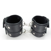 Черные кожаные оковы с двумя пряжками - БДСМ Арсенал - купить с доставкой в Подольске
