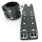 Черные кожаные оковы с двумя пряжками - БДСМ Арсенал - купить с доставкой в Подольске