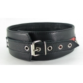 Черно-красный кожаный ошейник увеличенного размера с кольцом - БДСМ Арсенал - купить с доставкой в Подольске